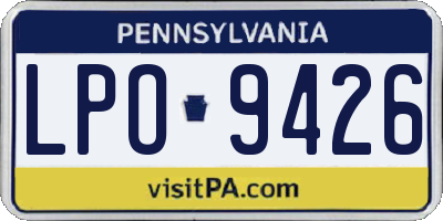 PA license plate LPO9426