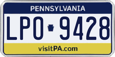 PA license plate LPO9428