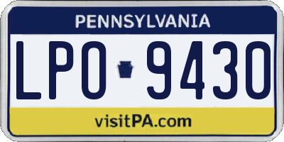 PA license plate LPO9430