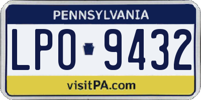 PA license plate LPO9432