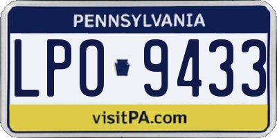 PA license plate LPO9433