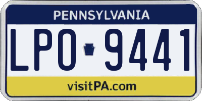 PA license plate LPO9441