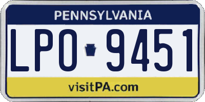 PA license plate LPO9451