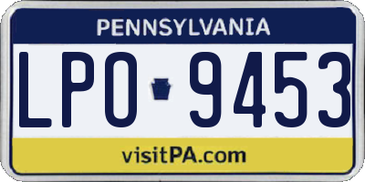 PA license plate LPO9453