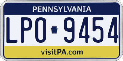 PA license plate LPO9454