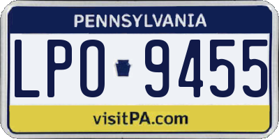 PA license plate LPO9455