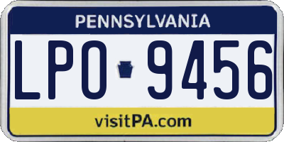 PA license plate LPO9456