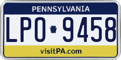 PA license plate LPO9458