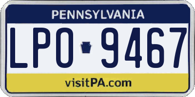 PA license plate LPO9467