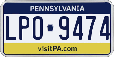 PA license plate LPO9474