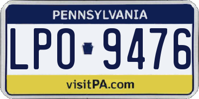 PA license plate LPO9476