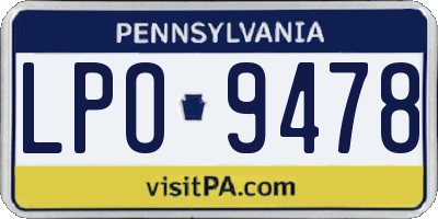 PA license plate LPO9478
