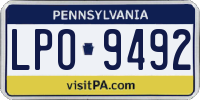 PA license plate LPO9492