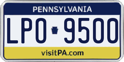 PA license plate LPO9500