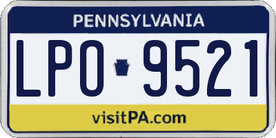 PA license plate LPO9521