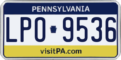 PA license plate LPO9536