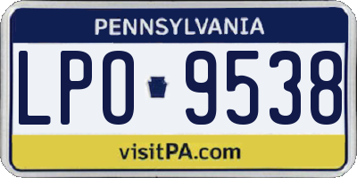 PA license plate LPO9538