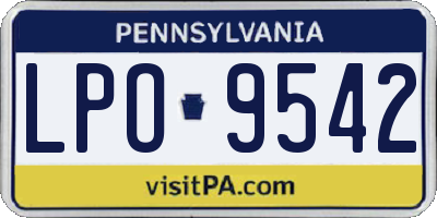 PA license plate LPO9542