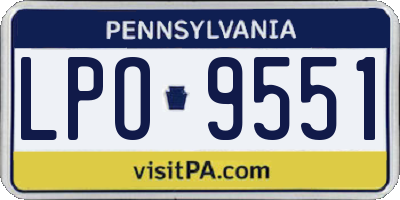 PA license plate LPO9551