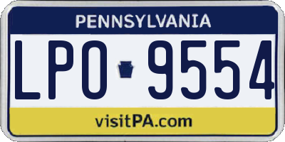 PA license plate LPO9554