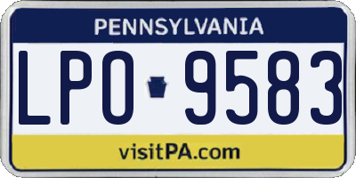 PA license plate LPO9583