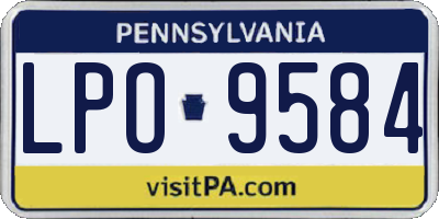 PA license plate LPO9584