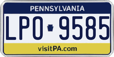 PA license plate LPO9585