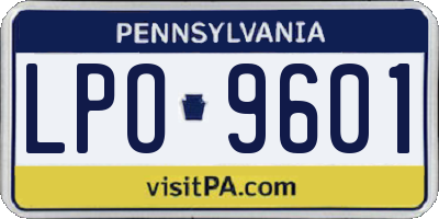 PA license plate LPO9601