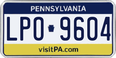 PA license plate LPO9604