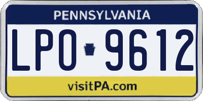 PA license plate LPO9612