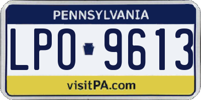 PA license plate LPO9613