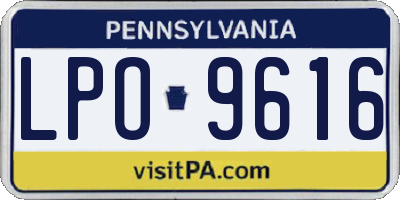 PA license plate LPO9616