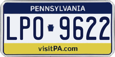 PA license plate LPO9622