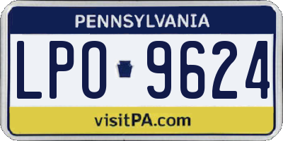 PA license plate LPO9624