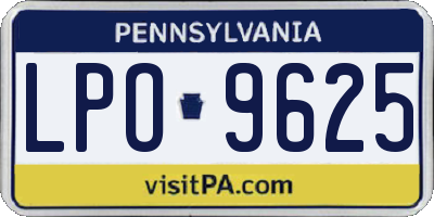 PA license plate LPO9625