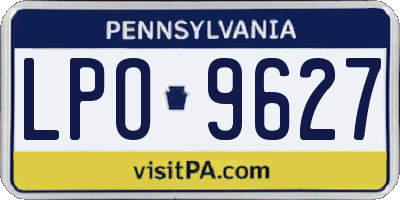 PA license plate LPO9627
