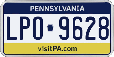 PA license plate LPO9628