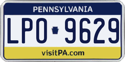 PA license plate LPO9629