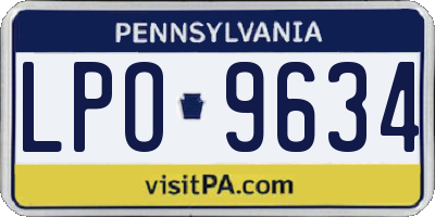 PA license plate LPO9634