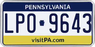 PA license plate LPO9643