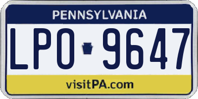 PA license plate LPO9647