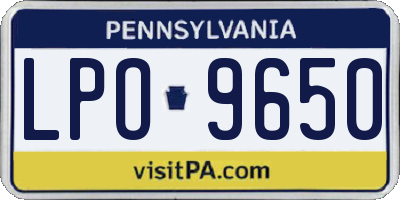 PA license plate LPO9650