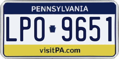 PA license plate LPO9651