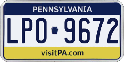PA license plate LPO9672