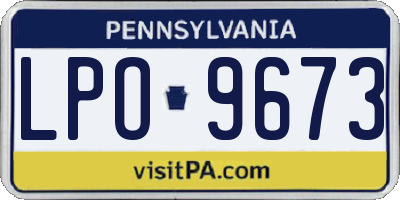 PA license plate LPO9673