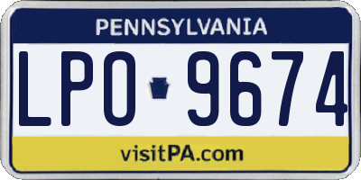 PA license plate LPO9674