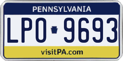 PA license plate LPO9693