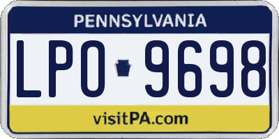 PA license plate LPO9698