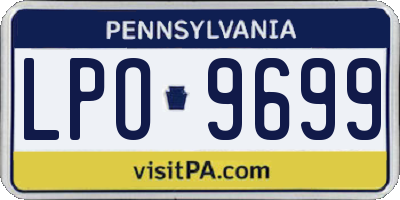 PA license plate LPO9699