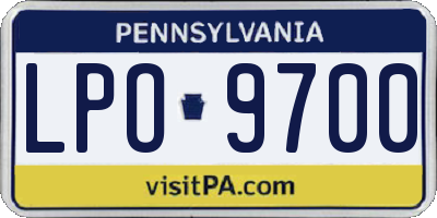 PA license plate LPO9700